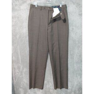 Chaps Dress Pants Mens 34x32 Brown Wool Straight Leg Flat Front Mid Rise